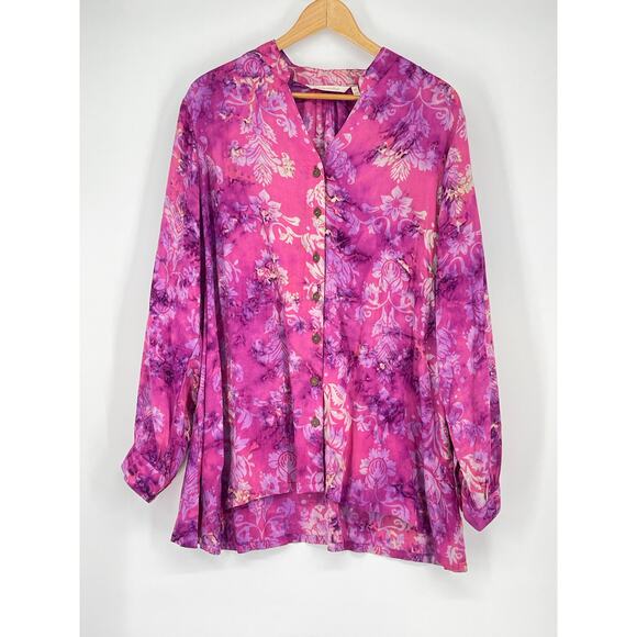 Soft Surroundings Tie Dye Purple Pink Tunic Top‎ Size 1X Artsy Boho Colorful - Picture 2 of 5